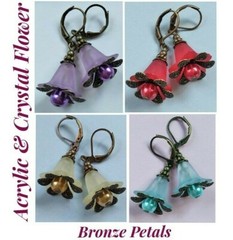 ACRYLIC flowers GLASS PEARL BRONZE handcrafted U choose XX