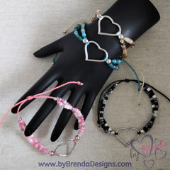 Handcrafted Beaded Adjustable Bracelet with Connector; handmade jewelry