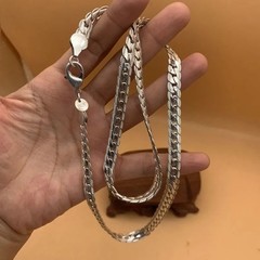 60cm Men’s Long Necklace, Miao Handmade Silver Jewelry Miao Silver Chain