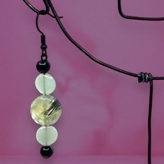Prehnite & Aventurine Green Gemstone Dangle Earrings, One of a Kind