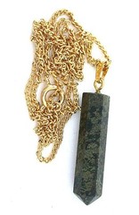 1 3/10 Inch Natural Marcasite Crystal Point Gem Goldplated 18 Inch Chain EBS7538