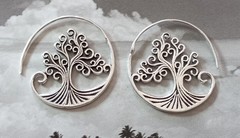 Silver plated Earrings Tree of Life, Brass Tribal Earrings, Tribal Earrings