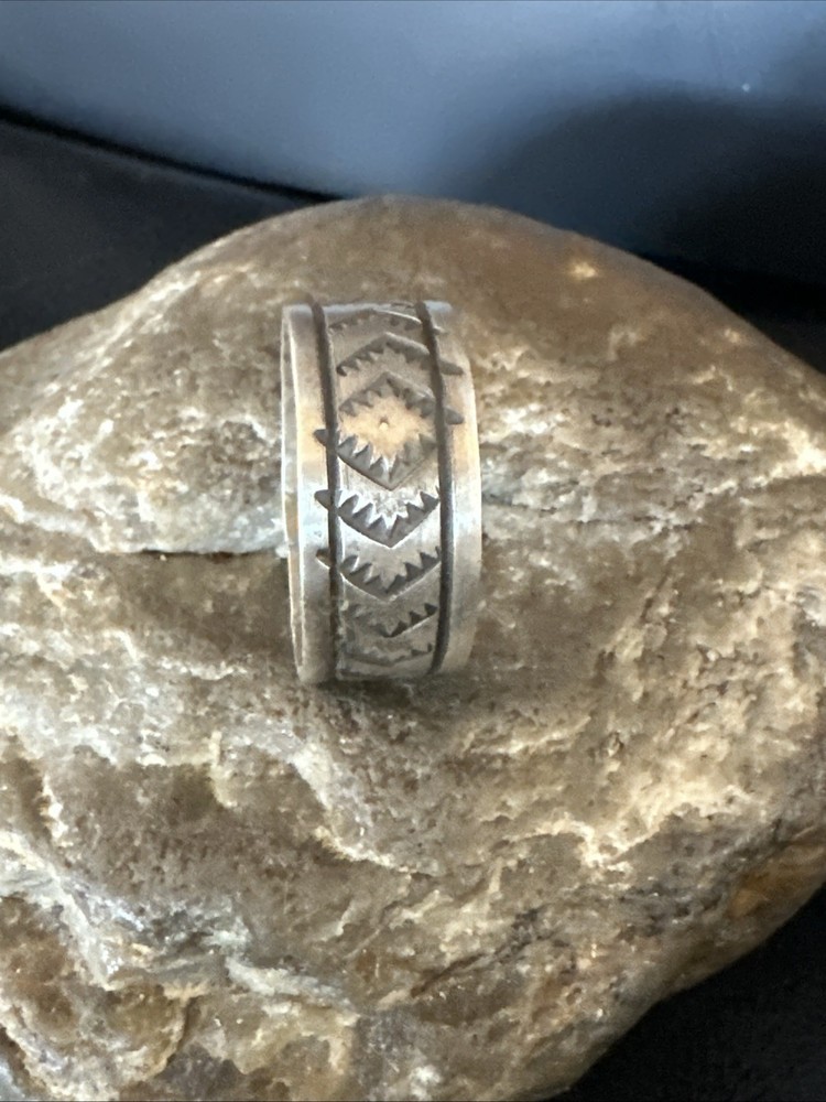 Old Pawn Men Women Wedding Band Navajo Stamped Sterling Silver Ring Sz 12 20054