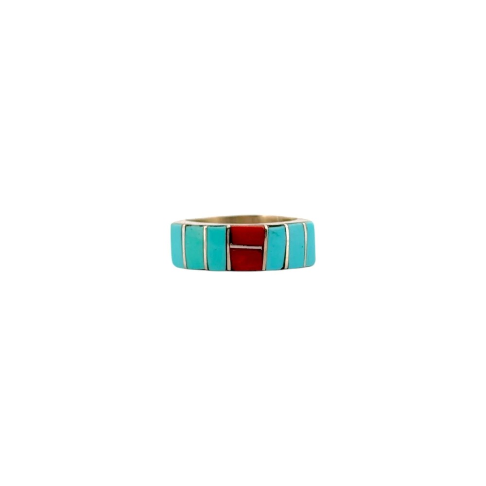 Monica Kanesta, Ring, Multi-Stone, Sterling Silver, Zuni Handmade, 7