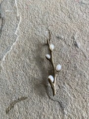 Brooch Pin Bronze Freshwater Pearl Artisan 3 Inch NG