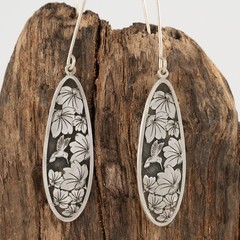 Handmade Sterling Silver Humming Bird and Flower Earrings Made in the USA