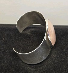 Vintage DTR Jay King Sterling Silver Rose Quartz Cuff Bracelet 55.4 Grams