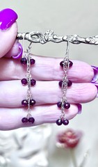 LOVELY Artisan/Designer Gold Over Sterling Silver Rhodolite Garnet Earrings