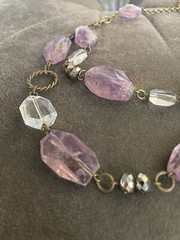 Genuine Ametrine Stone necklace. Faceted. Brass Chain Necklace. Rare.