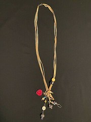 Handmade Leather strand Lariat Necklace with Beads and Charms Gift