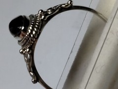 NATURAL GARNET IN TRENDY FILIGREE & HALO SET STERLING SILVER.925 RING SIZE 9.25!