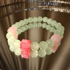 15CM Handmade 8mm glass bead bracelet with 3 squares #11