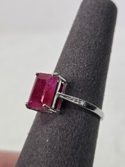 Sterling Silver 925 Ruby Red Ring Size 7.5 Jewelery