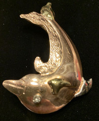 Artisan Copper Dolphin Brooch Pin Pendant Coastal Nautical Mexico