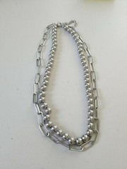 Stainless Steel hardware Beaded And Paperclip Layered Necklace designer style