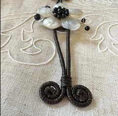 Cuff Bracelet Womens Handcrafted Natural Stone Flower Mother of Pear Glam Gift