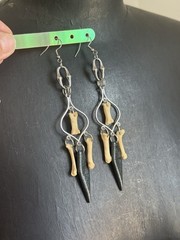 Women’s Dangle Drop Earrings Bone Black Spike witchy bone jewelry oddities