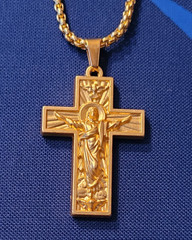 Pendant » Cross » Stainless Steel Golden And Sa Chain 23 5/8in