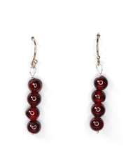 Red Garnet Natural Gemstone Earrings 5mm Ball 925 Sterling Silver 1 1/4″
