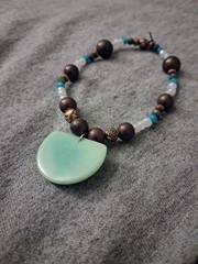 Handmade Womens Beaded Stretch Charm Bracelet Blue Brown White Green One Size