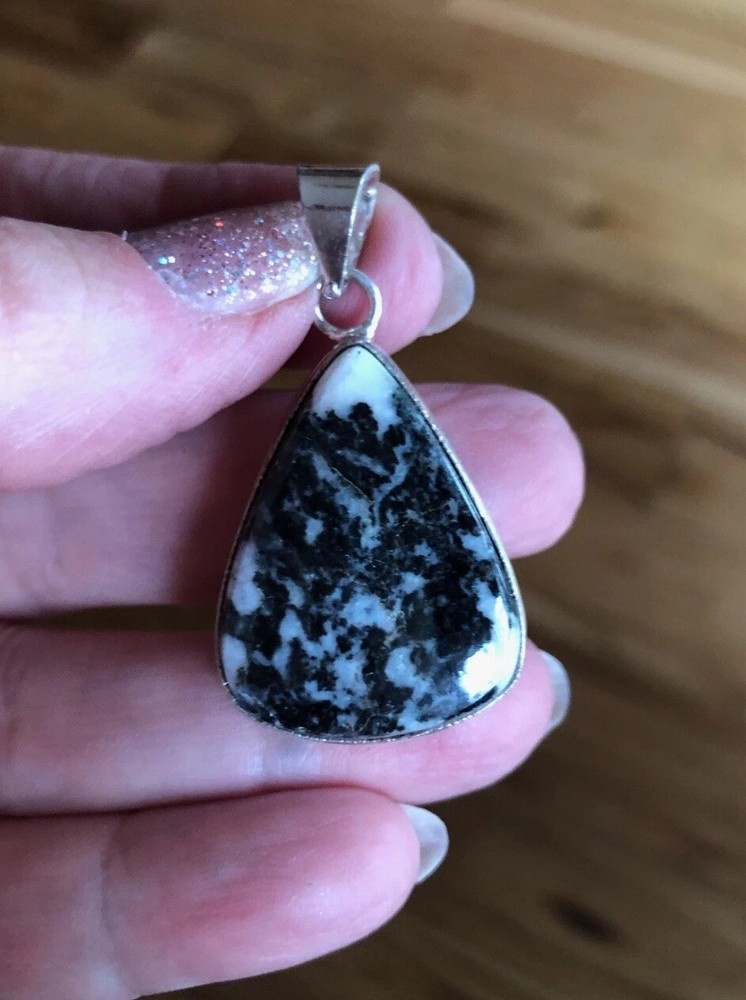 Artisan Southwest White Buffalo Turquoise Raindrop Pendant Shadow Bezel 1.5″