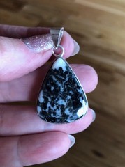 Artisan Southwest White Buffalo Turquoise Raindrop Pendant Shadow Bezel 1.5″