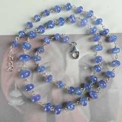 Natural Tanzanite Gemstone Beads 925 Sterling Silver Handmade Necklace Size 18″