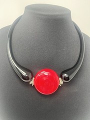 Studio Art Glass Murano? Choker Collar ALL Glass Necklace Stretch Over Head
