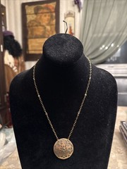 Vintage HOLLY YASHI NECKLACE signed w Darkened Gold Tone, And Green Accents Crys