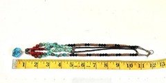 Natural Turquoise Coral Heishi Multi Strand Necklace and Tibetan Silver