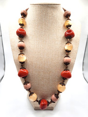 Vtg. Bohemian Chic Stone Agates Bronze Colored Metal Spacers Statement Natural