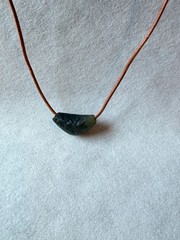 Handmade Green brown Jade Necklace, Raw Nephrite Adjustable leather Cord boho