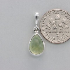 Green Drop / Pear / Teardrop PREHNITE Pendant 925 STERLING SILVER Natural #4e