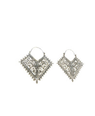Diamond Shape Earrings, Vintage Style Earrings, Artisan metal Earrings