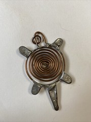 Turtle Pendant Handmade Copper And Tin 2.25 inches