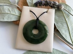 New Zealand Nephrite Jade Donut Circle Disc Large Size pendant 35 mm L Unisex