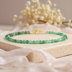 Natural Green Emerald Healing Reiki Crystal Minimalist Dainty Skinny Bracelet