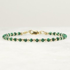 3mm Malachite Bracelet – Minimalist 14k Gold Filled