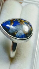 CUTE UNTREATED NATURAL LAPIS LAZULI IN .925 STERLING SILVER RING SIZE 6.0-6.25