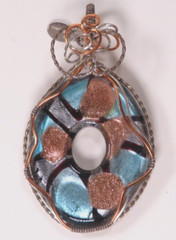 Crisea Jewelry Handcrafted Sterling Silver & Copper Wire Wrapped Pendant Signed