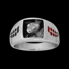 925 Sterling Silver Rattlesnake Ring • Navajo Handcrafted • Red and Black…