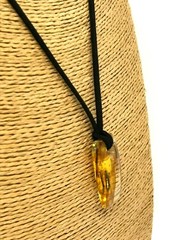 AMBER PENDANT Insect Gift Rectangular Baltic AMBER on Cord Unisex 4,6g 17897