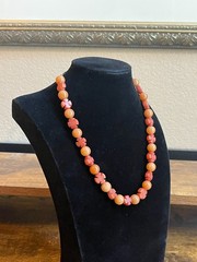 Unique Necklace Round Orange and Cut Cross Red beads Agate 16-18″