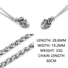 Anatomical Heart Necklace 60Cm Silver Pendant For Men And Women Unisex…