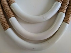 Necklace Beaded White Enamel Wood Three-Strand 3-Strand Modern