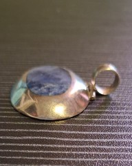 Vintage Sodalite Inlay Sterling Silver Hinged Bail Pendant 925