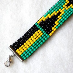 Jamaica Jamaican flag bead bracelet, handmade, adjustable length, 30% to charity