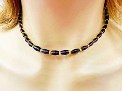 Handmade beaded Garnet Peridot .925 Sterling Silver necklace