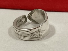 Vintage Artisan IS Silver Plated Flower SPOON BYPASS WRAP RING Adjustable
