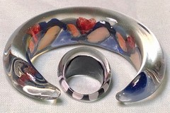 Strong Crystal Glass Ring size 8 with 155mm Bracelet Hand Jewelry Custom Jewels